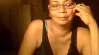 Old filipino lady show on webcam