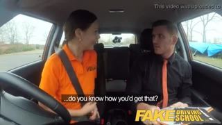 Fake driving school backseat blowjobs and deep creampie for super sexy minx