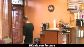 Stunning euro teen gets talked in to giving a blowjob for cash 7